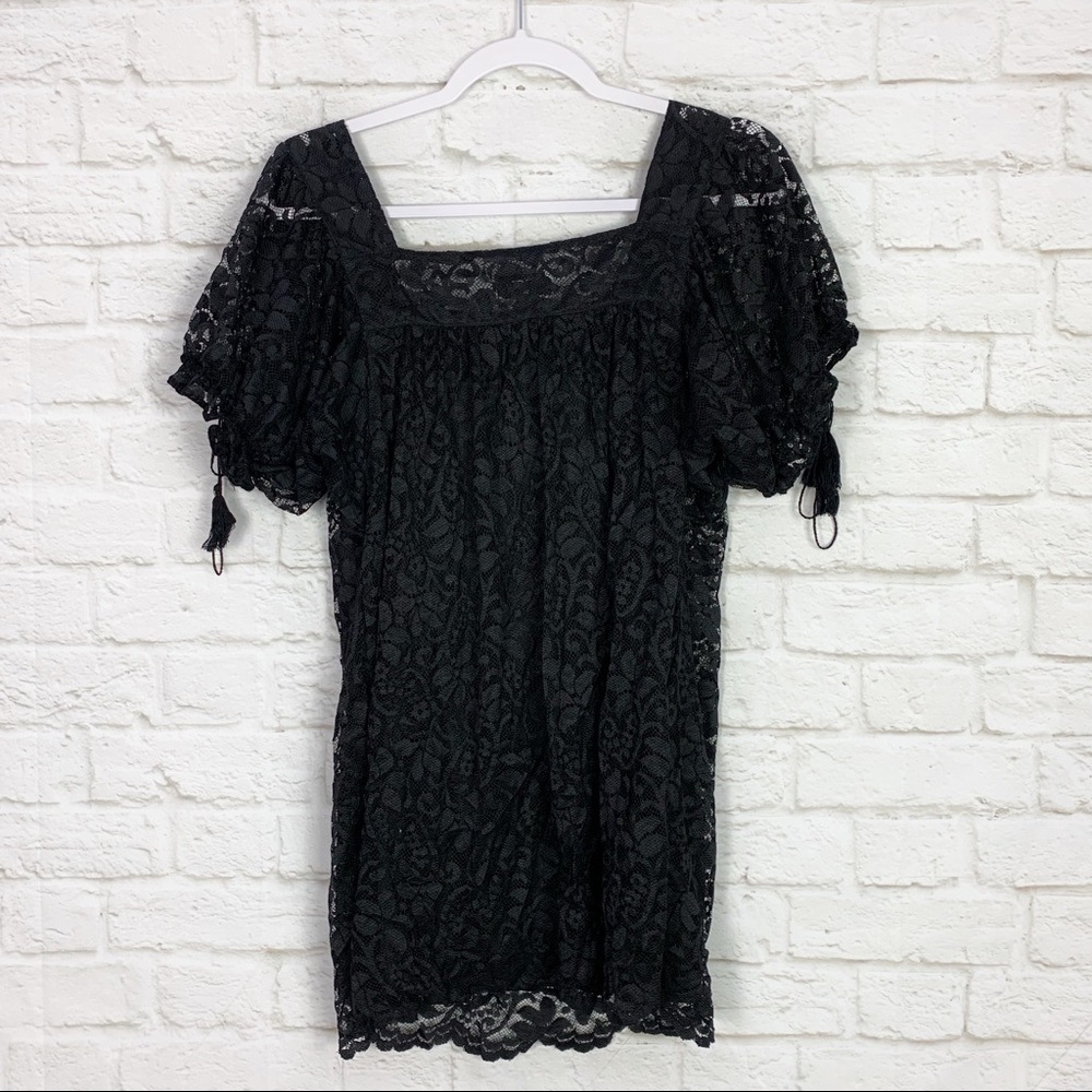 LOFT Ann Taylor Lace Pom Pom Puffy Sleeve Dress MP - Picture 4 of 6